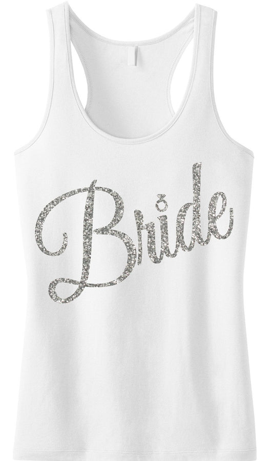 BRIDE Silver Glitter Cursive Tank Top