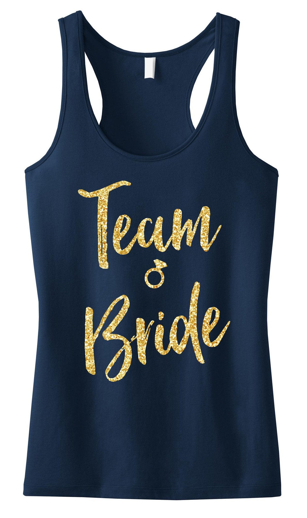 Team Bride Script Tank Top with Gold Glitter - Pick Color